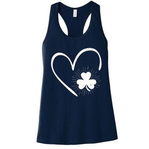 Happy St Patrick's Day Irish Shamrock Heart Family Lucky Day Women's Racerback Tank