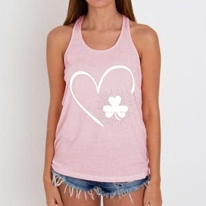 Happy St Patrick's Day Irish Shamrock Heart Family Lucky Day Women's Knotted Racerback Tank