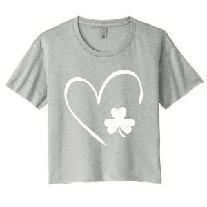 Happy St Patrick's Day Irish Shamrock Heart Family Lucky Day Women's Crop Top Tee