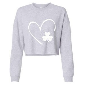 Happy St Patrick's Day Irish Shamrock Heart Family Lucky Day Cropped Pullover Crew