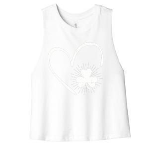 Happy St Patrick's Day Irish Shamrock Heart Family Lucky Day Women's Racerback Cropped Tank