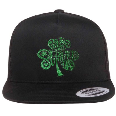 happy st patricks day shamrock glitter irish Flatbill Hat
