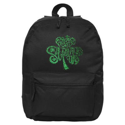 happy st patricks day shamrock glitter irish 16 in Basic Backpack