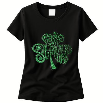 happy st patricks day shamrock glitter irish Womens T-Shirt