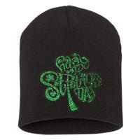 happy st patricks day shamrock glitter irish Short Acrylic Beanie