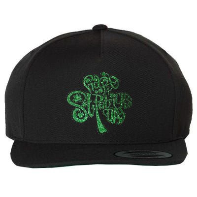 happy st patricks day shamrock glitter irish Wool Snapback Cap