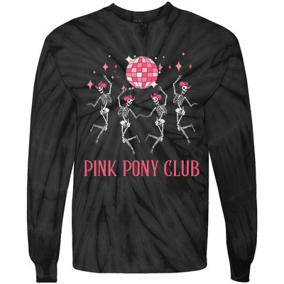 Halloween Skeleton Pony Club Cowgirl Western Birthday Tie-Dye Long Sleeve Shirt