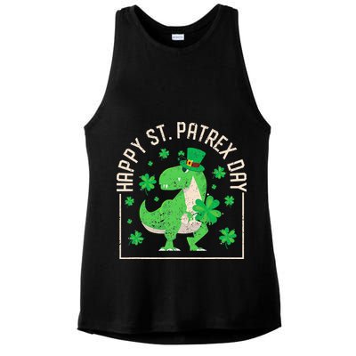 Happy St Patrex Day Funny Irish T-Rex Saint Patricks Dino Ladies PosiCharge Tri-Blend Wicking Tank
