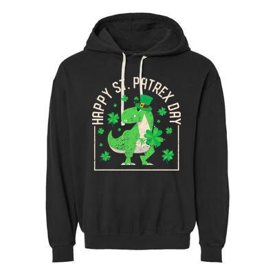 Happy St Patrex Day Funny Irish T-Rex Saint Patricks Dino Garment-Dyed Fleece Hoodie