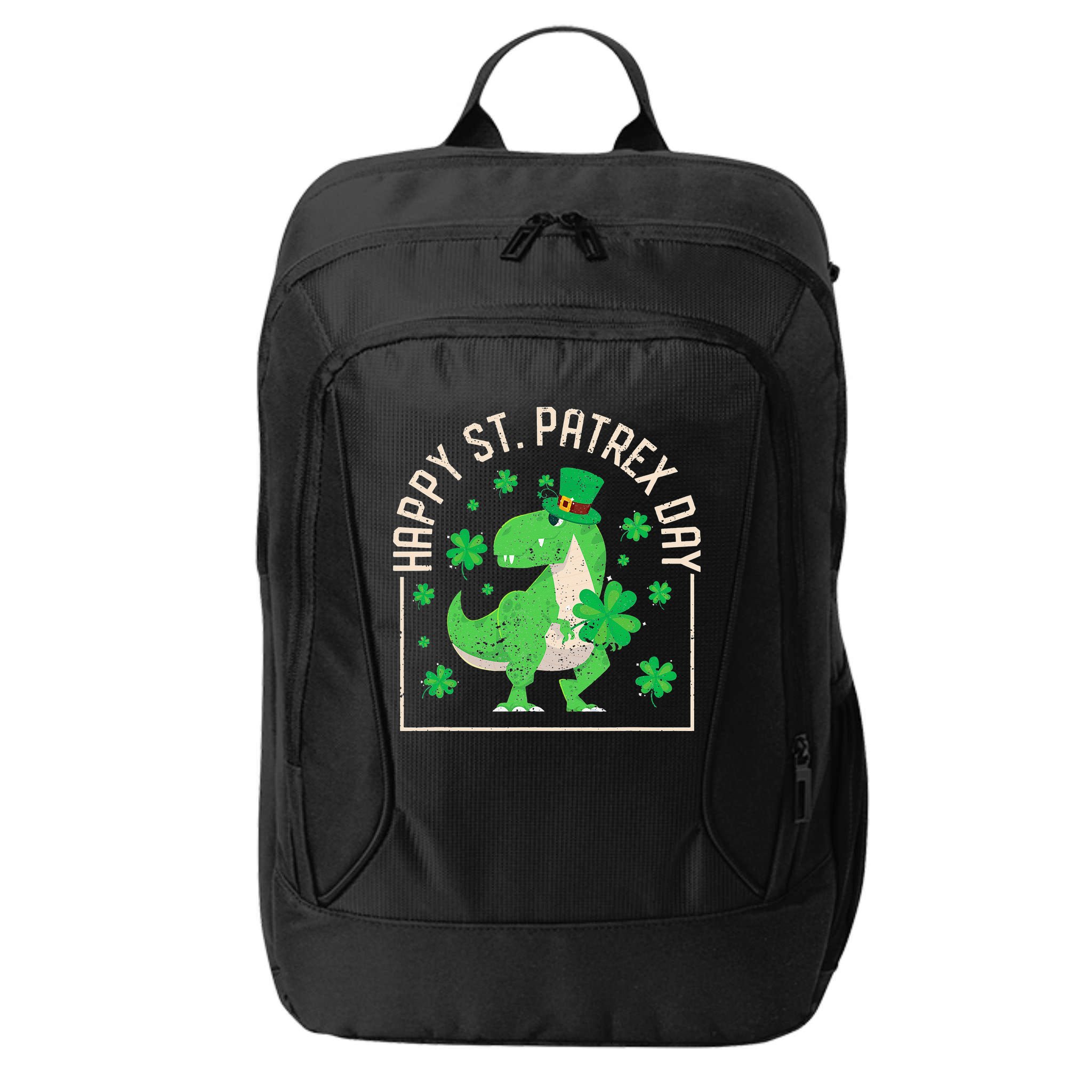 Happy St Patrex Day Funny Irish T-Rex Saint Patricks Dino City Backpack