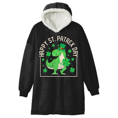 Happy St Patrex Day Funny Irish T-Rex Saint Patricks Dino Hooded Wearable Blanket