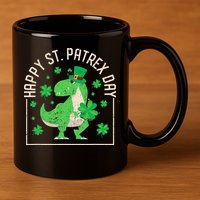 Happy St Patrex Day Funny Irish T-Rex Saint Patricks Dino 11oz C Handle Ceramic Mug