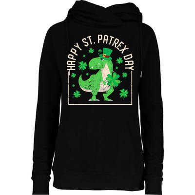 Happy St Patrex Day Funny Irish T-Rex Saint Patricks Dino Womens Funnel Neck Pullover Hood