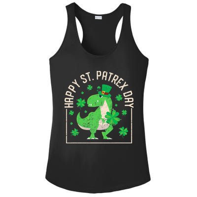 Happy St Patrex Day Funny Irish T-Rex Saint Patricks Dino Ladies PosiCharge Competitor Racerback Tank