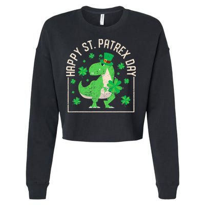 Happy St Patrex Day Funny Irish T-Rex Saint Patricks Dino Cropped Pullover Crew