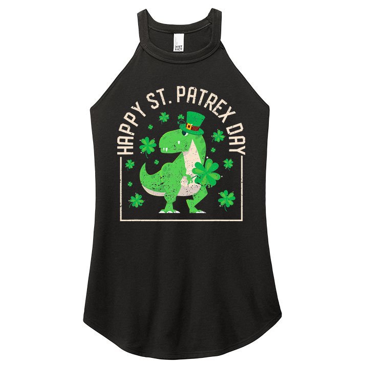 Happy St Patrex Day Funny Irish T-Rex Saint Patricks Dino Women's Perfect Tri Rocker Tank