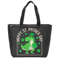 Happy St Patrex Day Funny Irish T-Rex Saint Patricks Dino Zip Tote Bag