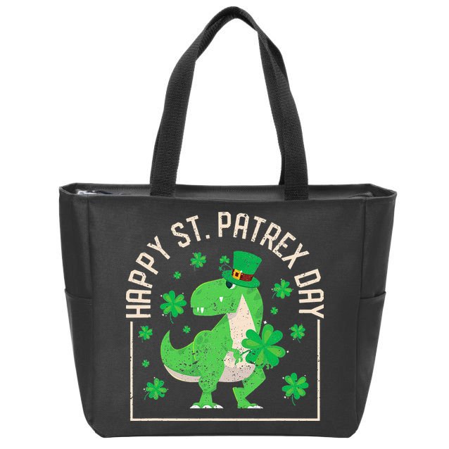 Happy St Patrex Day Funny Irish T-Rex Saint Patricks Dino Zip Tote Bag
