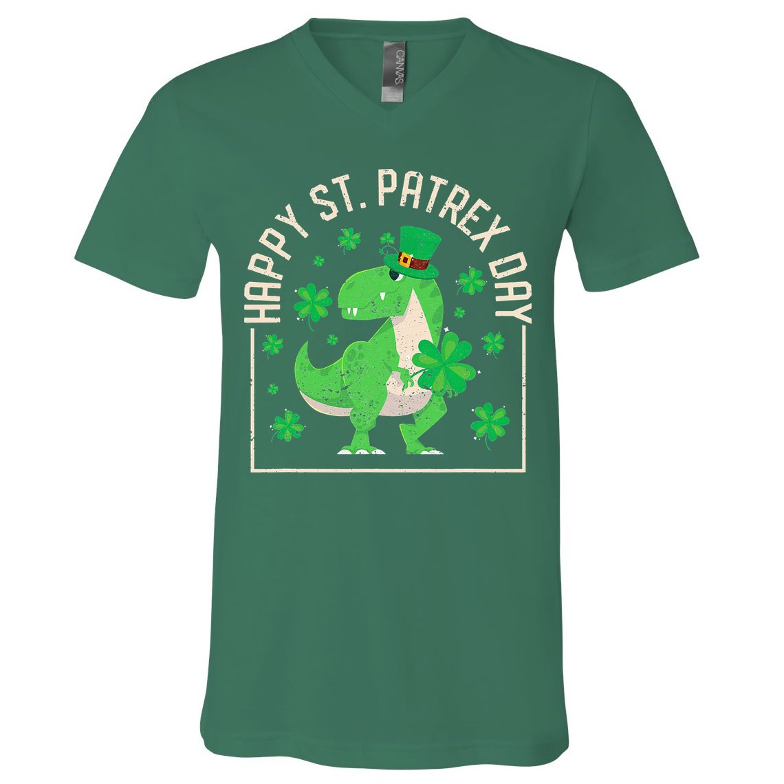 Happy St Patrex Day Funny Irish T-Rex Saint Patricks Dino V-Neck T-Shirt