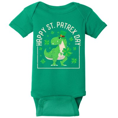Happy St Patrex Day Funny Irish T-Rex Saint Patricks Dino Baby Bodysuit