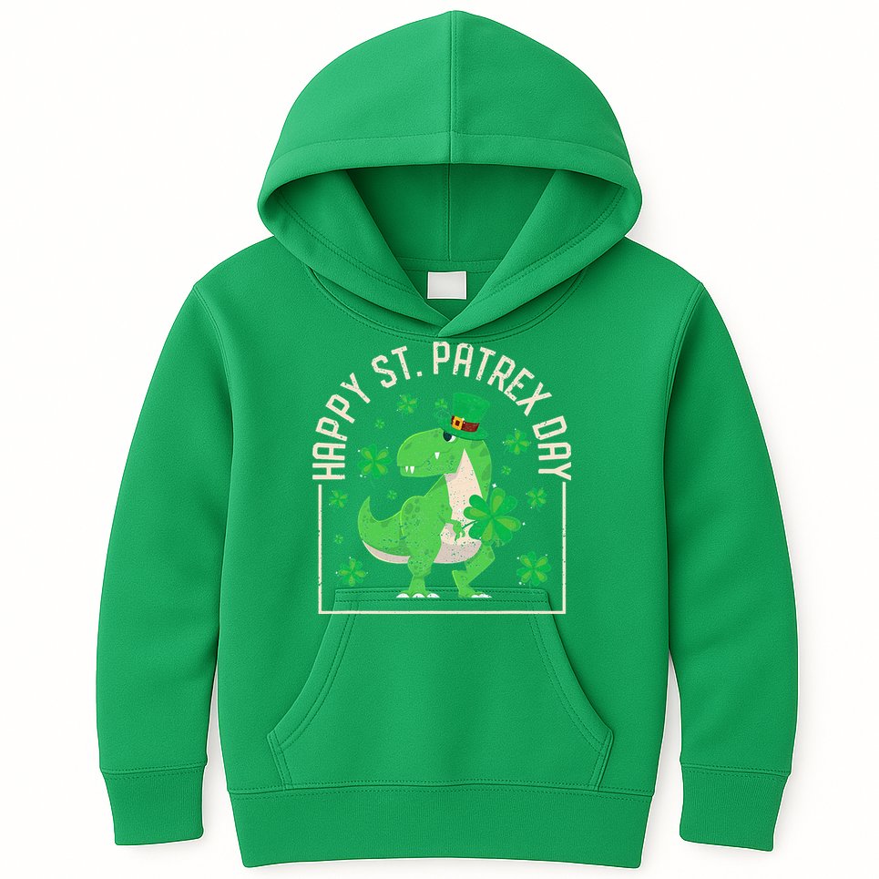 Happy St Patrex Day Funny Irish T-Rex Saint Patricks Dino Kids Hoodie