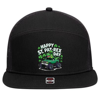 Happy St Patrex Patricks Day Dinosaur Monster Truck 7 Panel Mesh Trucker Snapback Hat