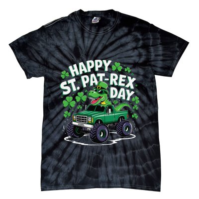 Happy St Patrex Patricks Day Dinosaur Monster Truck Tie-Dye T-Shirt