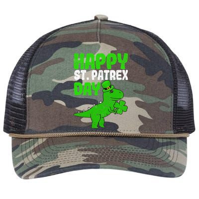 Happy St Patrex Day Funny Irish T-Rex Saint Patricks Dino Retro Rope Trucker Hat Cap