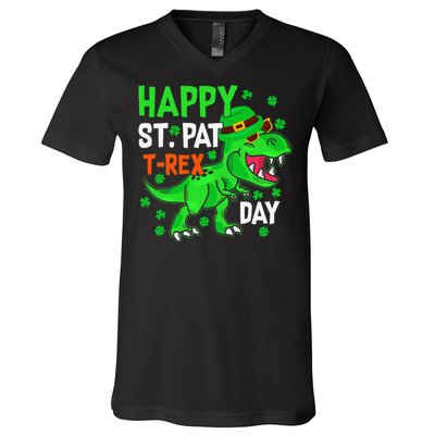 Happy St PatRex Saint Patrick's Day Dinosaurs V-Neck T-Shirt