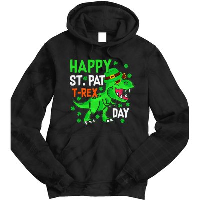 Happy St PatRex Saint Patrick's Day Dinosaurs Tie Dye Hoodie