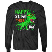 Happy St PatRex Saint Patrick's Day Dinosaurs Tie-Dye Long Sleeve Shirt