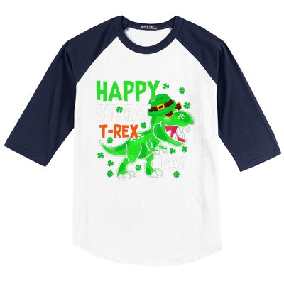 Happy St PatRex Saint Patrick's Day Dinosaurs Baseball Sleeve Shirt