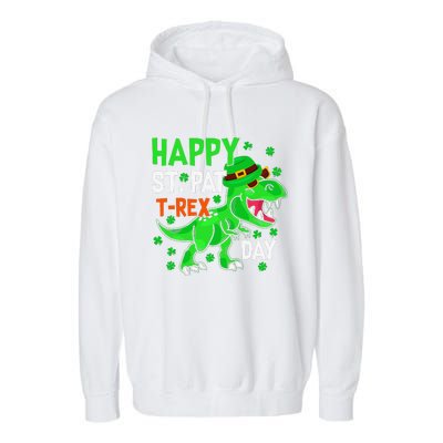 Happy St PatRex Saint Patrick's Day Dinosaurs Garment-Dyed Fleece Hoodie