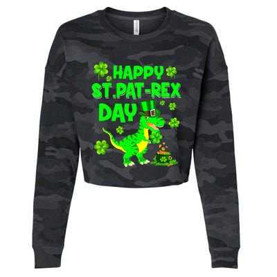 Happy St Pat Trex Day Dino St Patricks Day Boy Cropped Pullover Crew