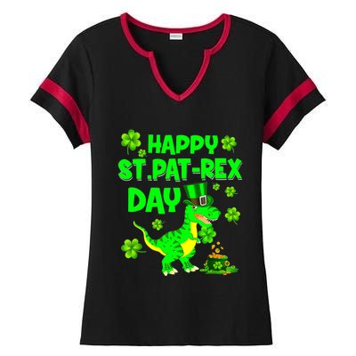 Happy St Pat Trex Day Dino St Patricks Day Boy Ladies Halftime Notch Neck Tee