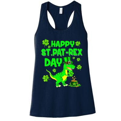 Happy St Pat Trex Day Dino St Patricks Day Boy Women's Racerback Tank