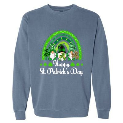 Happy St Patrick's Day Three Gnome Irish Shamrock Leprechaun Garment-Dyed Sweatshirt