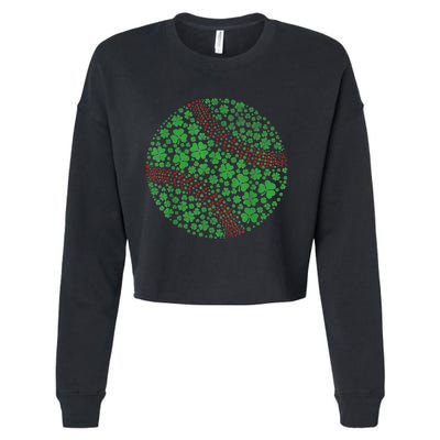 Happy St Patricks Day Shamrock Baseball Lovers Men Cropped Pullover Crew