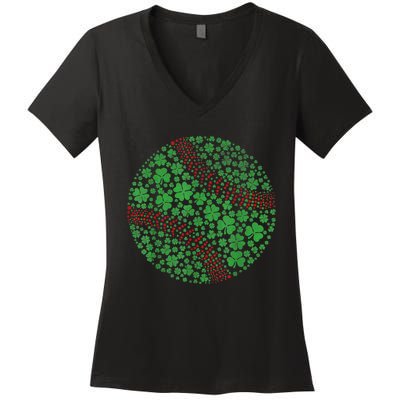 Happy St Patricks Day Shamrock Baseball Lovers Men Women's V-Neck T-Shirt