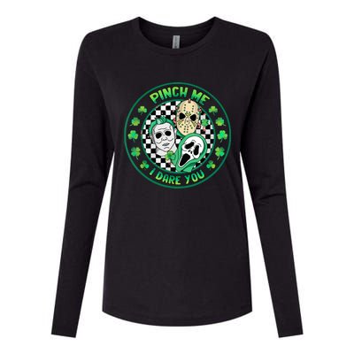 Horror Shamrock Pinch Me Happy St Patricks Day Dare You Womens Cotton Relaxed Long Sleeve T-Shirt