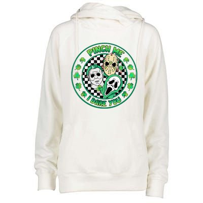 Horror Shamrock Pinch Me Happy St Patricks Day Dare You Womens Funnel Neck Pullover Hood