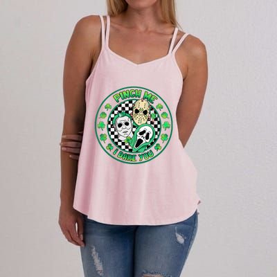 Horror Shamrock Pinch Me Happy St Patricks Day Dare You Women's Strappy Tank