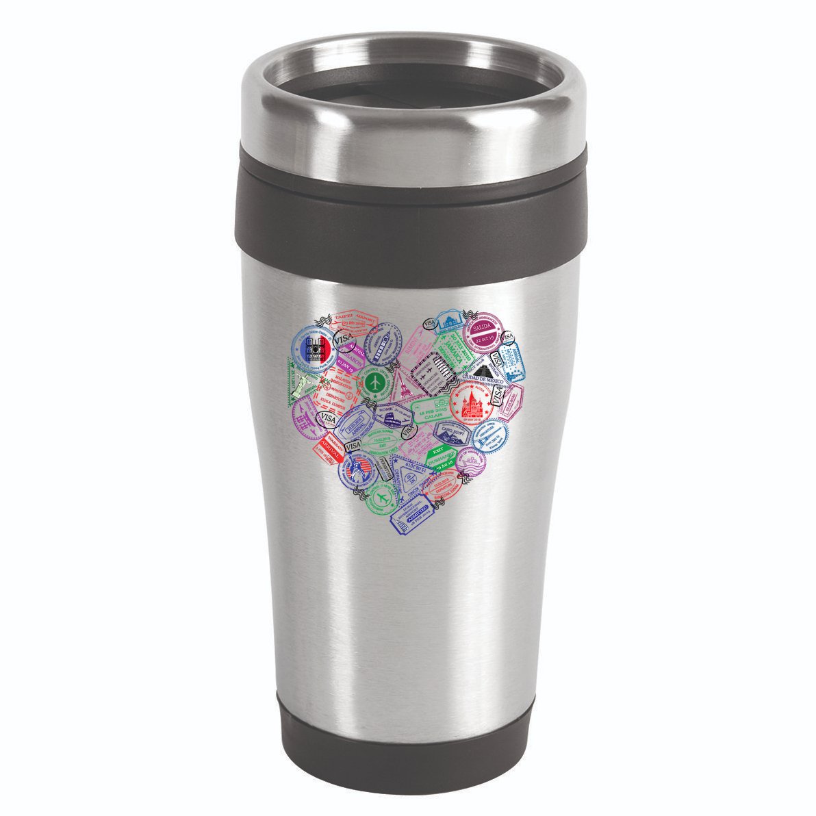 Heart Shaped Passport Travel Stamp 16oz Travel Tumbler