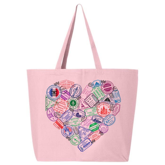 Heart Shaped Passport Travel Stamp 25L Jumbo Tote