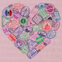 Heart Shaped Passport Travel Stamp 25L Jumbo Tote