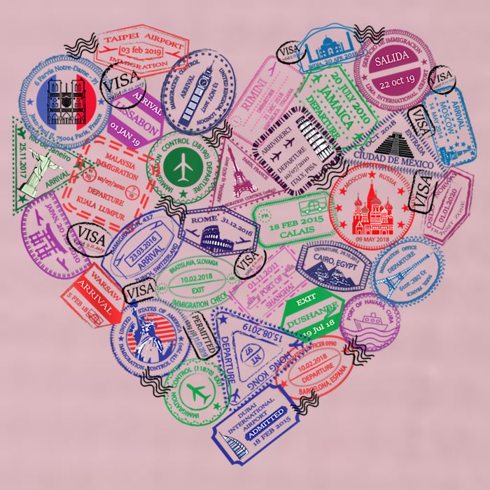 Heart Shaped Passport Travel Stamp 25L Jumbo Tote