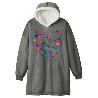 Heart Shaped Passport Travel Stamp Hooded Wearable Blanket