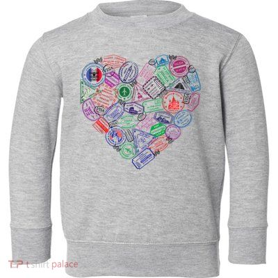 Heart Shaped Passport Travel Stamp Toddler Sweatshirt