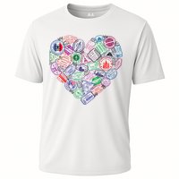 Heart Shaped Passport Travel Stamp Cooling Performance Crew T-Shirt