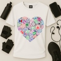 Heart Shaped Passport Travel Stamp Cooling Performance Crew T-Shirt